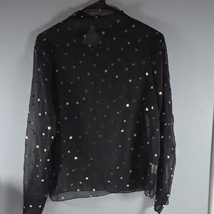 Zaful Black Sheer Star Blouse